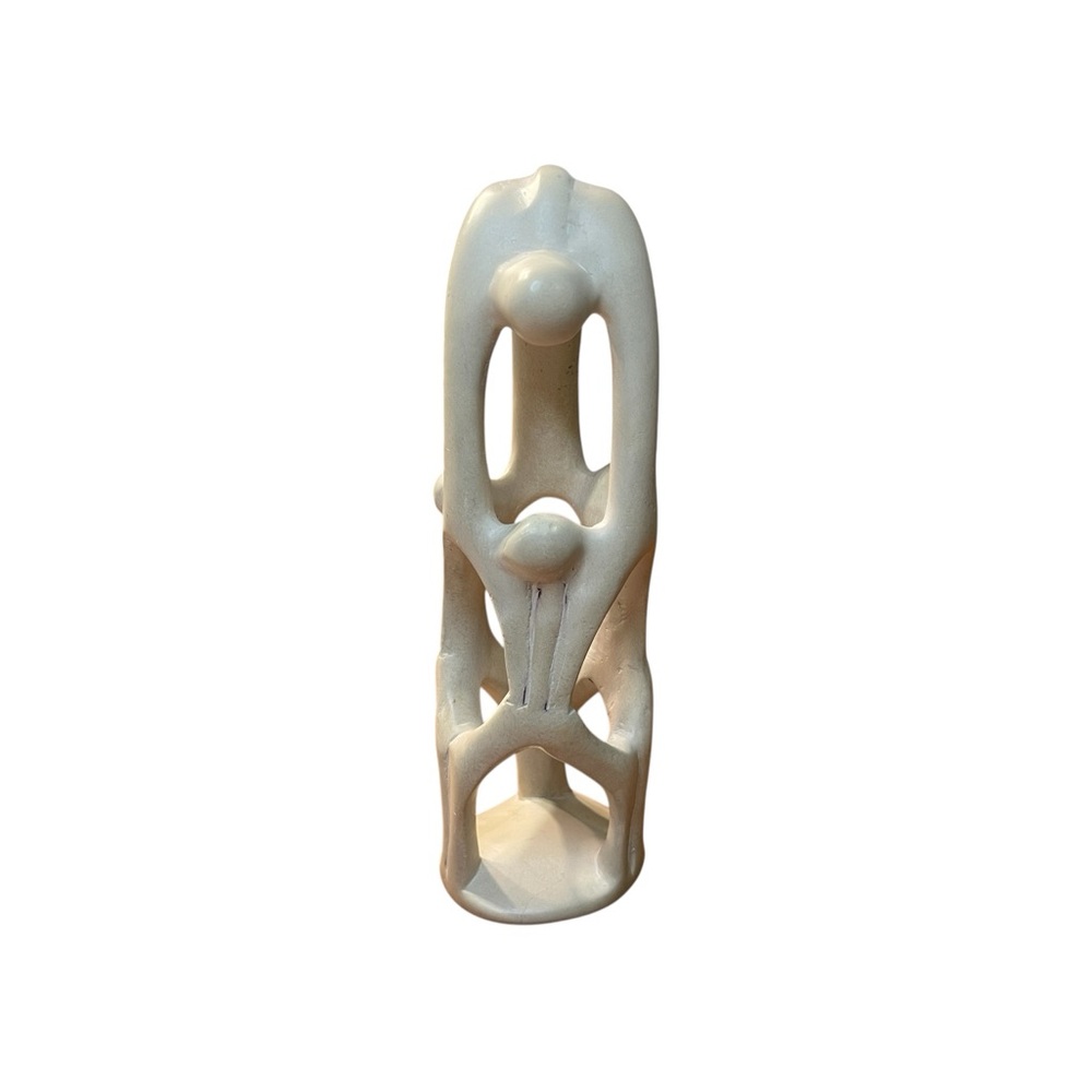 Vtg Soapstone Sculpture Family Union Carved Ri-Ri-Ku Family Abstract Art MCM 9" - Picture 3 of 7